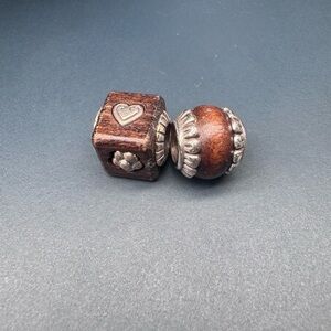 Wooden and Silver Decorative Beads